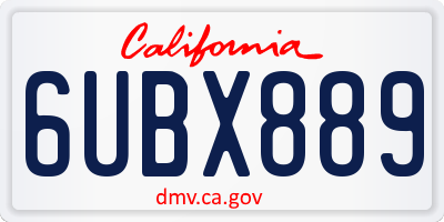 CA license plate 6UBX889