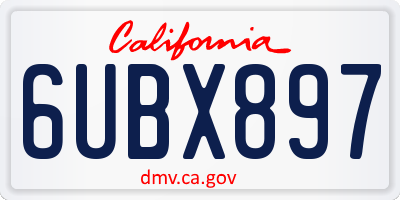 CA license plate 6UBX897