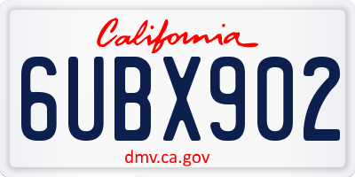 CA license plate 6UBX902