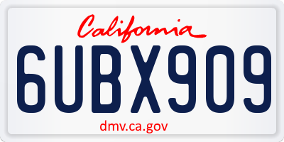 CA license plate 6UBX909
