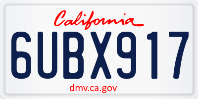 CA license plate 6UBX917