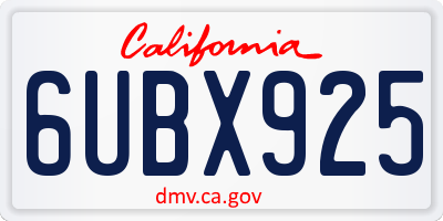 CA license plate 6UBX925