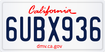 CA license plate 6UBX936