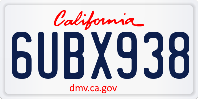 CA license plate 6UBX938