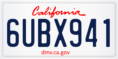 CA license plate 6UBX941