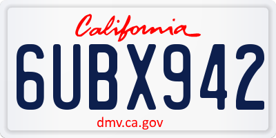 CA license plate 6UBX942