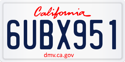 CA license plate 6UBX951