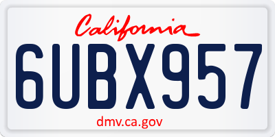 CA license plate 6UBX957