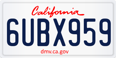 CA license plate 6UBX959