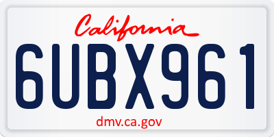 CA license plate 6UBX961