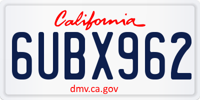 CA license plate 6UBX962