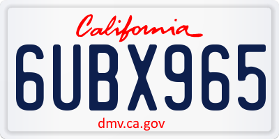 CA license plate 6UBX965