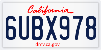 CA license plate 6UBX978