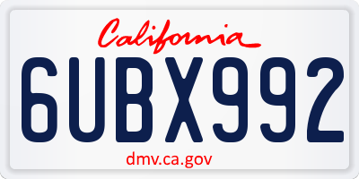 CA license plate 6UBX992