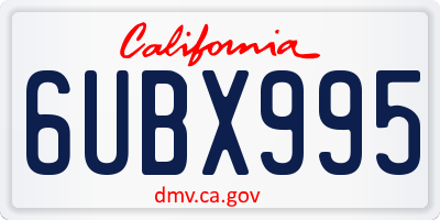 CA license plate 6UBX995