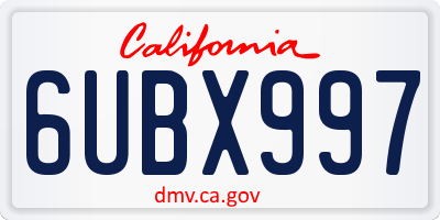 CA license plate 6UBX997