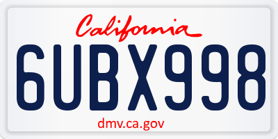 CA license plate 6UBX998