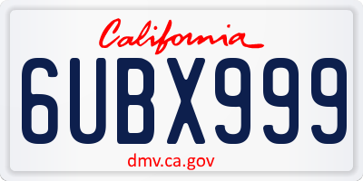 CA license plate 6UBX999