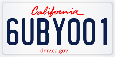 CA license plate 6UBY001