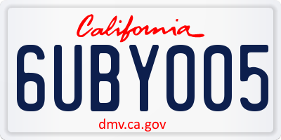 CA license plate 6UBY005