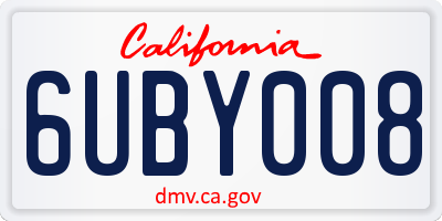 CA license plate 6UBY008