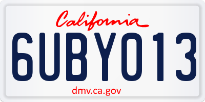 CA license plate 6UBY013