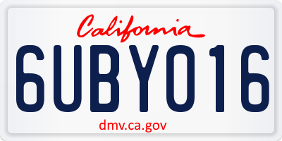 CA license plate 6UBY016