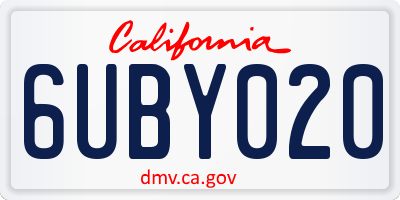 CA license plate 6UBY020