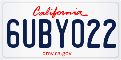 CA license plate 6UBY022