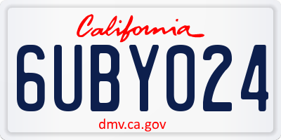 CA license plate 6UBY024