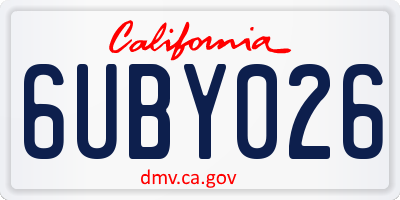 CA license plate 6UBY026