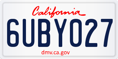 CA license plate 6UBY027
