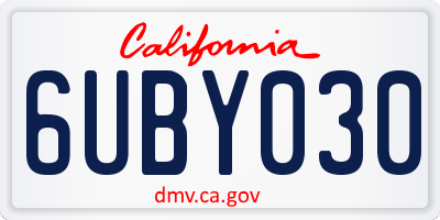 CA license plate 6UBY030