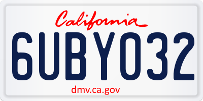 CA license plate 6UBY032