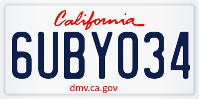 CA license plate 6UBY034