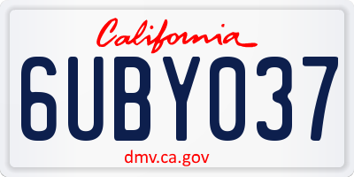 CA license plate 6UBY037