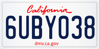 CA license plate 6UBY038