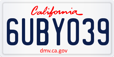 CA license plate 6UBY039