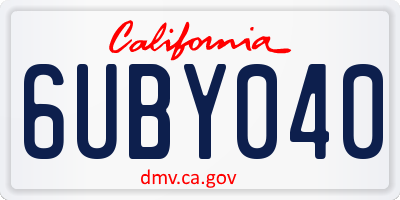 CA license plate 6UBY040