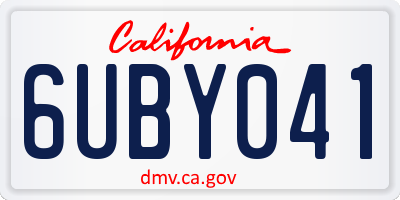 CA license plate 6UBY041