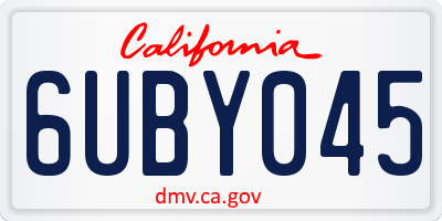 CA license plate 6UBY045