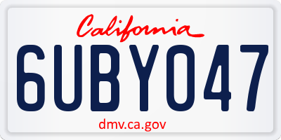 CA license plate 6UBY047