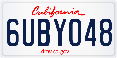 CA license plate 6UBY048