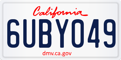 CA license plate 6UBY049