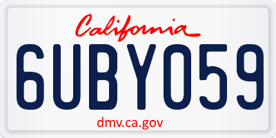 CA license plate 6UBY059