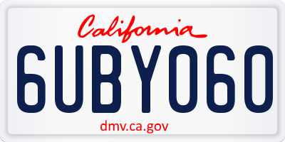 CA license plate 6UBY060