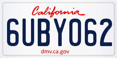 CA license plate 6UBY062