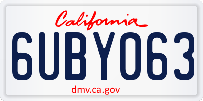 CA license plate 6UBY063