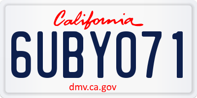 CA license plate 6UBY071