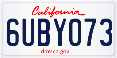 CA license plate 6UBY073